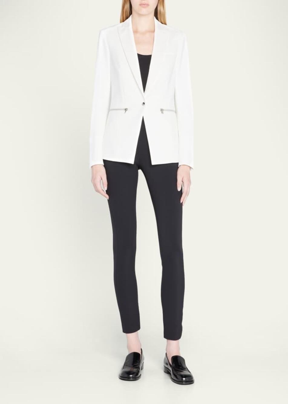 VERONICA BEARD White Bi-Stretch Notched Collar Single Snap Jacket Size 2